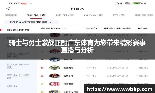 骑士与勇士激战正酣广东体育为您带来精彩赛事直播与分析