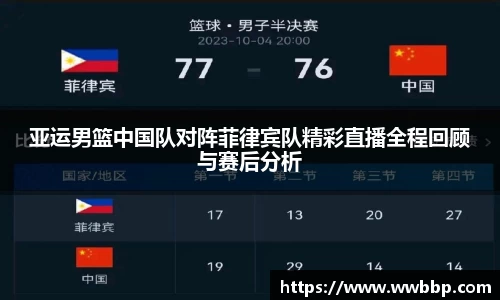 亚运男篮中国队对阵菲律宾队精彩直播全程回顾与赛后分析